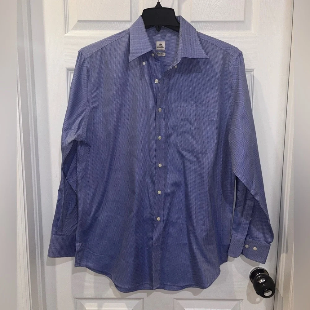 Peter Millar Nanoluxe Easy Care Button Down Shirt Blue White Plaid Mens L - Picture 1 of 6